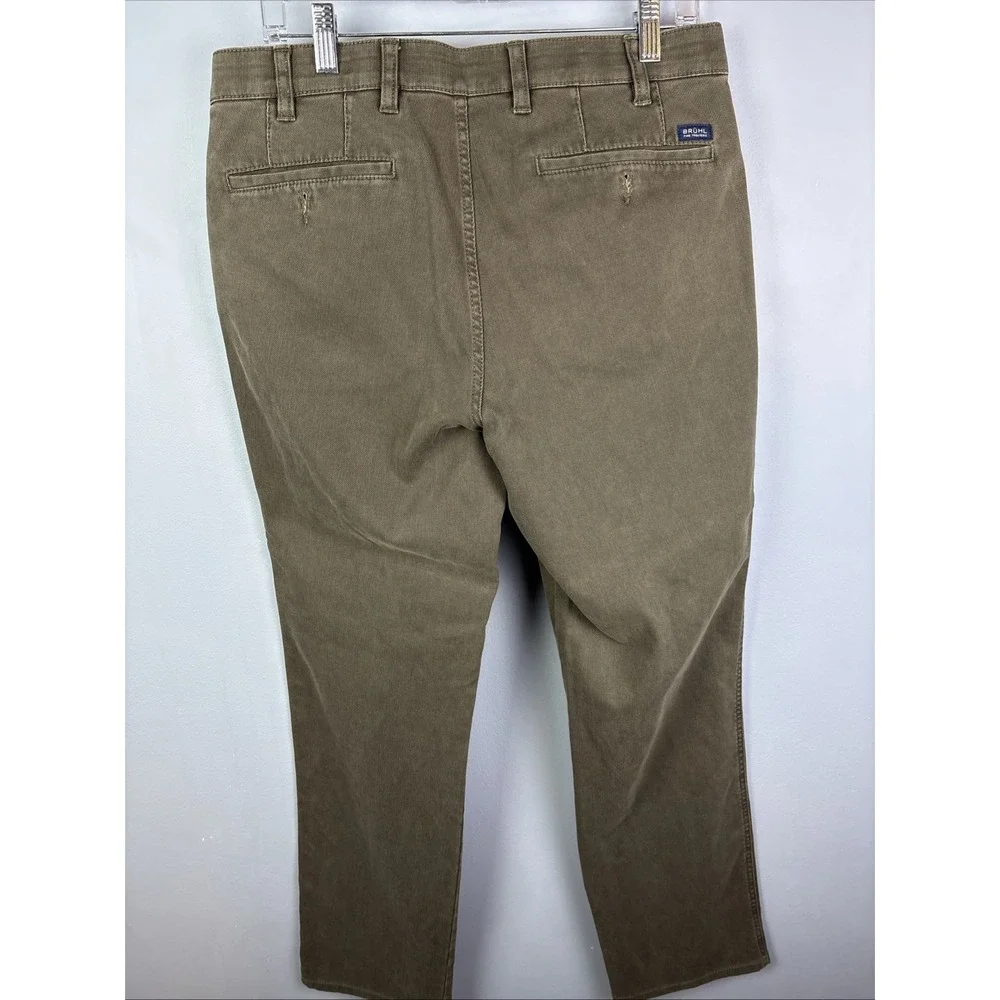 Bruhl Fine Trousers 32x30 Corduroy Pants Olive Green Preppy Europe Old Money
